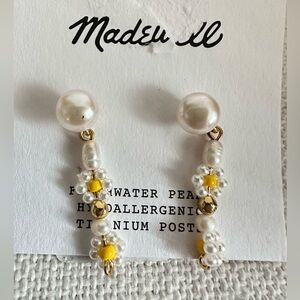 Madewell Freshwater Pearl and Yellow Bead Earrings